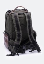 Mochila Tática Lona e Couro Verde Militar