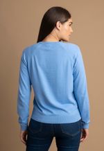 Sweater Feminino Monaco Gola V 015449 Azul Médio