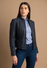 Jaqueta Couro Gola Padre LC219 Azul Marinho