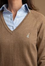 Sweater Feminino Mônaco Gola V 015837 Moca