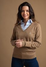 Sweater Feminino Mônaco Gola V 015837 Moca