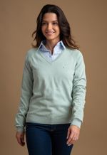 Sweater Feminino Monaco Gola V 015449 Menta