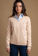 Sweater Feminino Monaco Gola V 015449 Amendoa