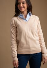 Sweater Feminino Monaco Gola V 015449 Amendoa