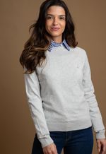 Suéter Feminino Barcelona Gola U Cinza