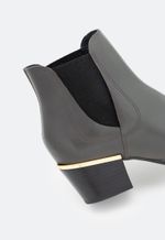 Bota Cano Curto Couro LC 63500 Detalhe Dourado Verde Musgo