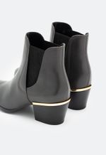 Bota Cano Curto Couro LC 63500 Detalhe Dourado Verde Musgo