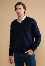 Suéter Algodão Masculino Gola V  Azul Marinho