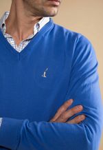 Suéter Algodão Masculino Gola V  Azul