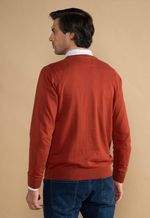 Suéter Algodão Masculino Gola V  Ferrugem