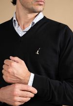 Suéter Algodão Masculino Gola V  Preto