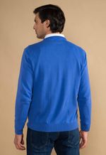 Suéter Algodão Masculino Gola U Azul 