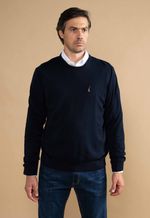 Suéter Algodão Masculino Gola U Azul Marinho