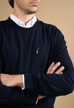Suéter Algodão Masculino Gola U Azul Marinho