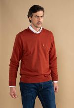 Suéter Algodão Masculino Gola Ferrugem