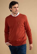 Suéter Algodão Masculino Gola Ferrugem