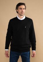 Suéter Algodão Masculino Gola U  Preto