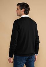 Suéter Algodão Masculino Gola U  Preto
