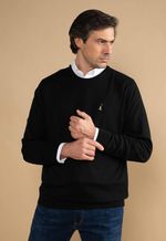 Suéter Algodão Masculino Gola U  Preto
