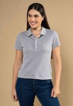 Camisa Polo Piquet Feminina Cinza Claro