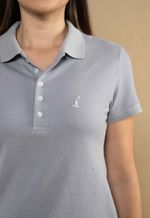 Camisa Polo Piquet Feminina Cinza Claro