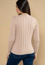 Suéter Feminino Canelado Algodão Capuccino
