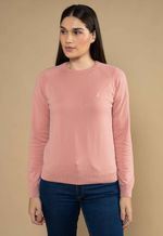 Suéter Algodão Feminino Gola U Rose