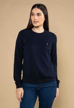 Suéter Algodão Feminino Gola U Azul Marinho