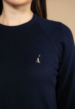 Suéter Algodão Feminino Gola U Azul Marinho