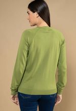 Suéter Algodão Feminino Gola U Verde