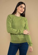 Suéter Algodão Feminino Gola U Verde