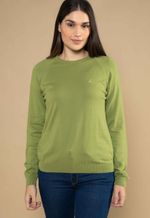 Suéter Algodão Feminino Gola U Verde
