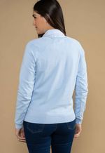 Sueter Algodão Feminino Gola V  Azul Gelo