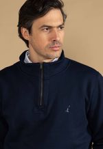Blusão Algodão Meio Zíper Azul Marinho