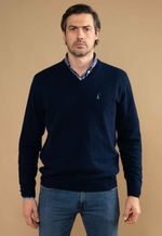 Suéter Masculino V Lã Merino Misto 5168 Azul Marinho