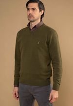 Suéter Masculino V Lã Merino Misto 5168 Verde Musgo