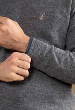 Suéter Masculino V Lã Merino Misto 5168 Gris Médio