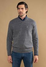 Suéter Masculino V Lã Merino Misto 5168 Gris Médio