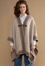 Ruana Venencia Llama Andina e Lã Merino 3591 Beige com Tostado