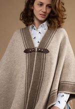 Ruana Venencia Llama Andina e Lã Merino 3591 Beige com Tostado