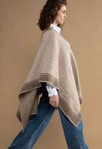 Ruana Venencia Llama Andina e Lã Merino 3591 Beige com Tostado