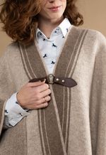 Ruana Venencia Llama Andina e Lã Merino 3591 Beige com Tostado