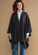 Ruana Madri Lã Merino e  Lã Angora Cinza com Preto