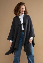 Ruana Madri Lã Merino e  Lã Angora Cinza com Preto