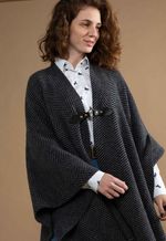 Ruana Madri Lã Merino e  Lã Angora Cinza com Preto