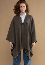 Ruana Madri Lã Merino e  Lã Angora  Bege com Preto 