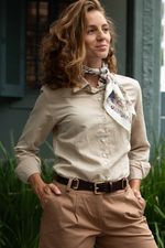 Camisa Feminina Linho Bege