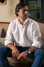 Camisa Maculina Clássica Linho Branco