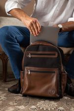Mochila de Lona e Couro M135 Grafite
