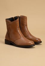 Bota Feminina Couro Liso Caramelo com Zíper Lateral